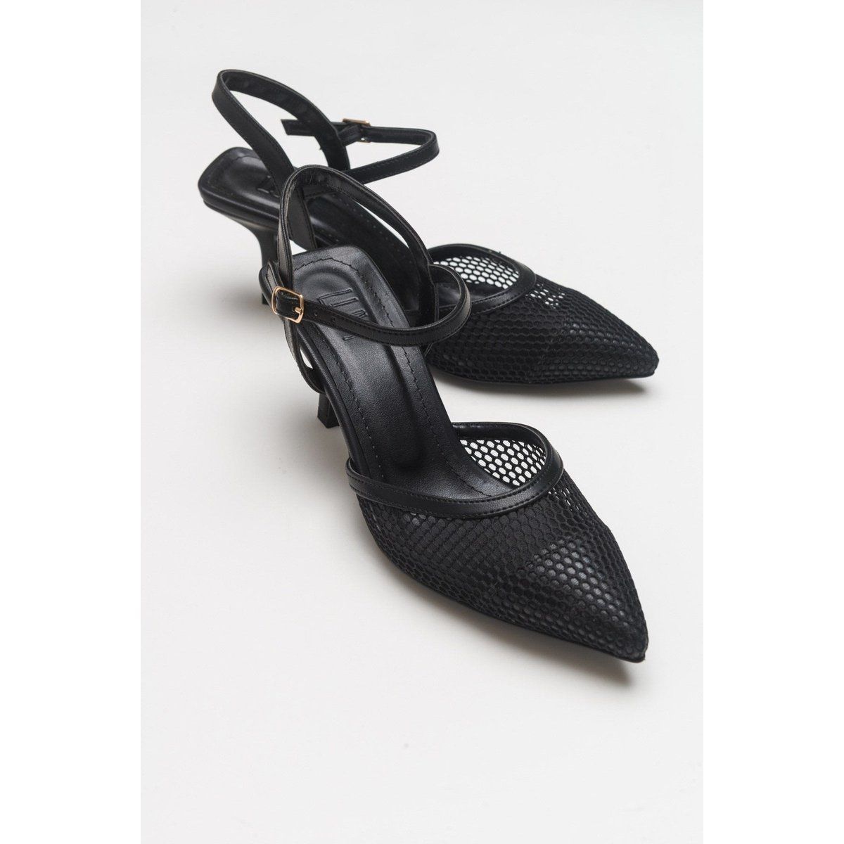 Skulpturale Spitze Mesh-Slingback-Pumps