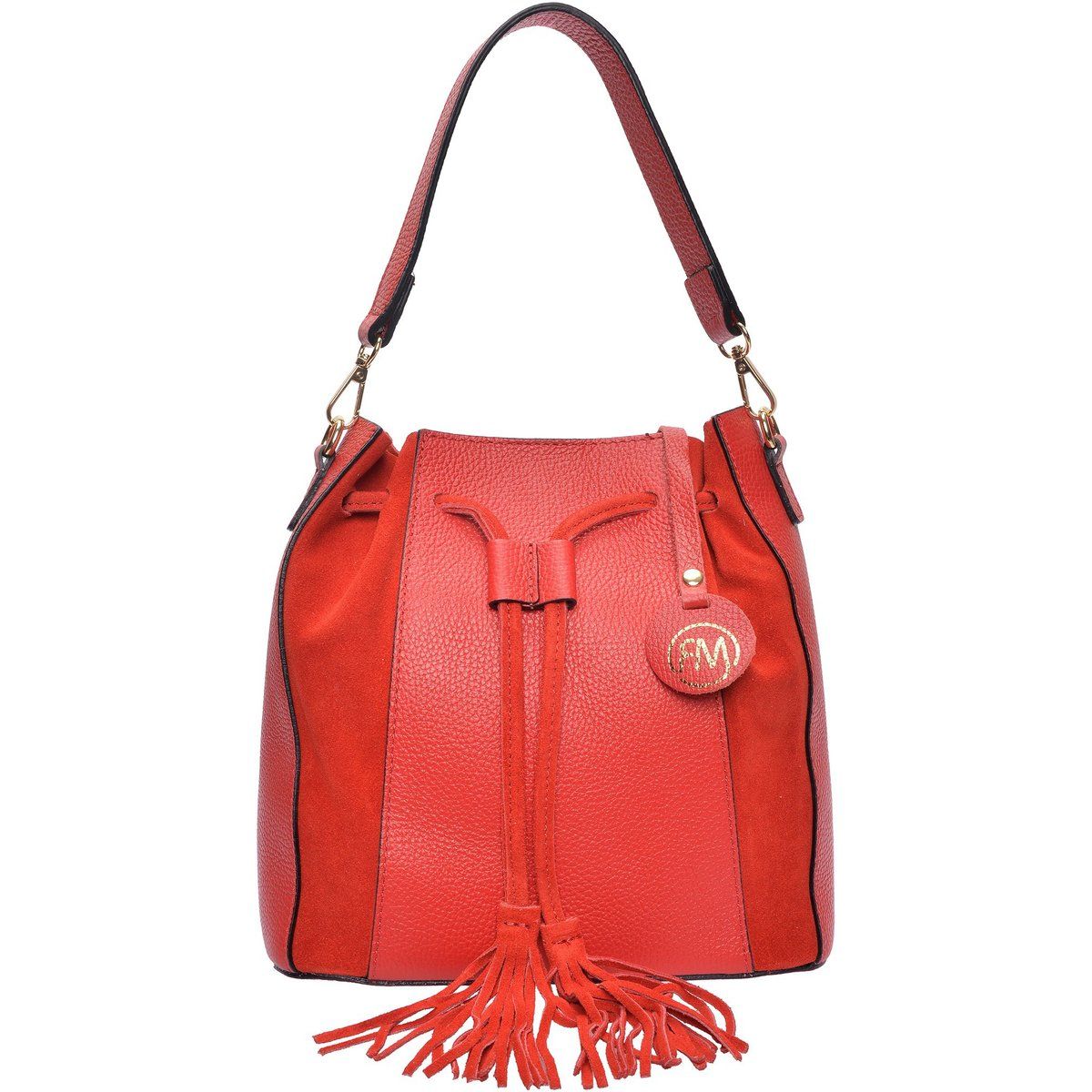 Leder-Beuteltasche mit Quasten-Detail