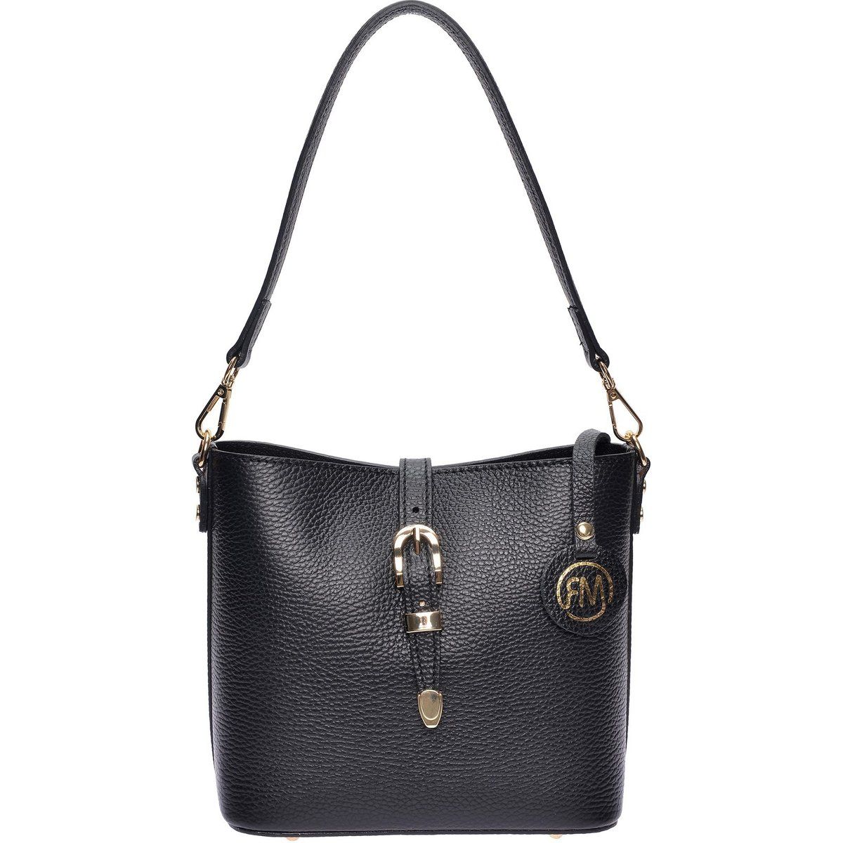Bucket-Bag aus genarbtem Leder