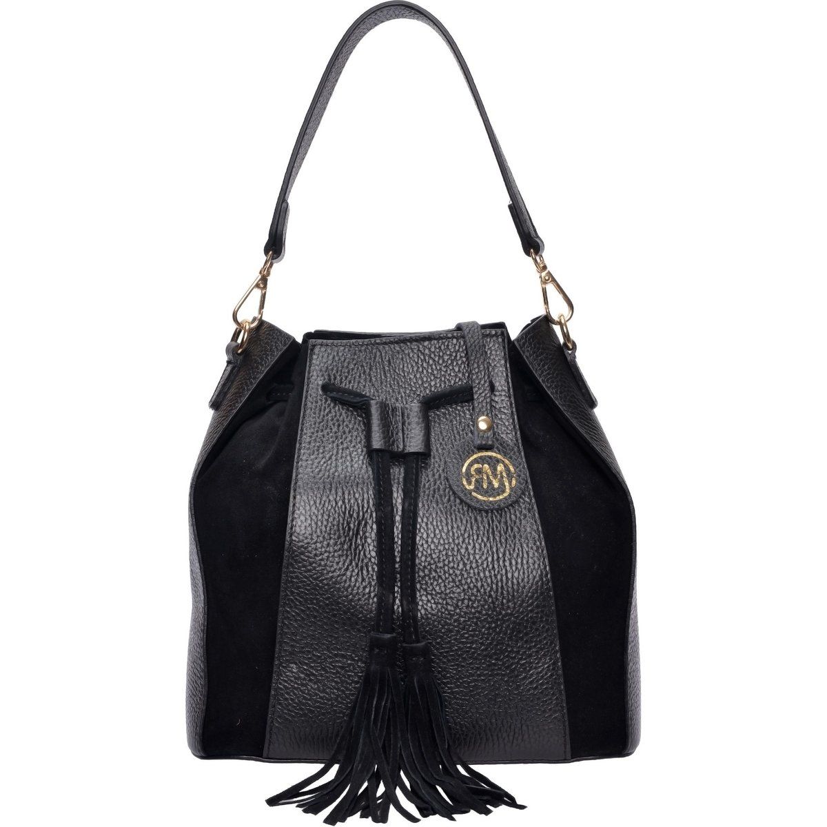 Elegante Leder-Beuteltasche mit Quasten