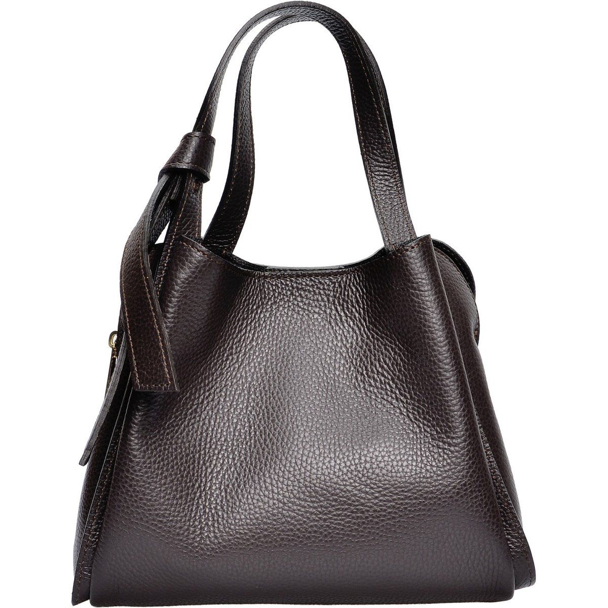 Genarbte Ledertasche mit Knotengriff
