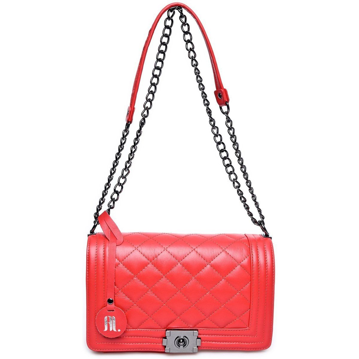 Gesteppte Leder-Flap-Tasche