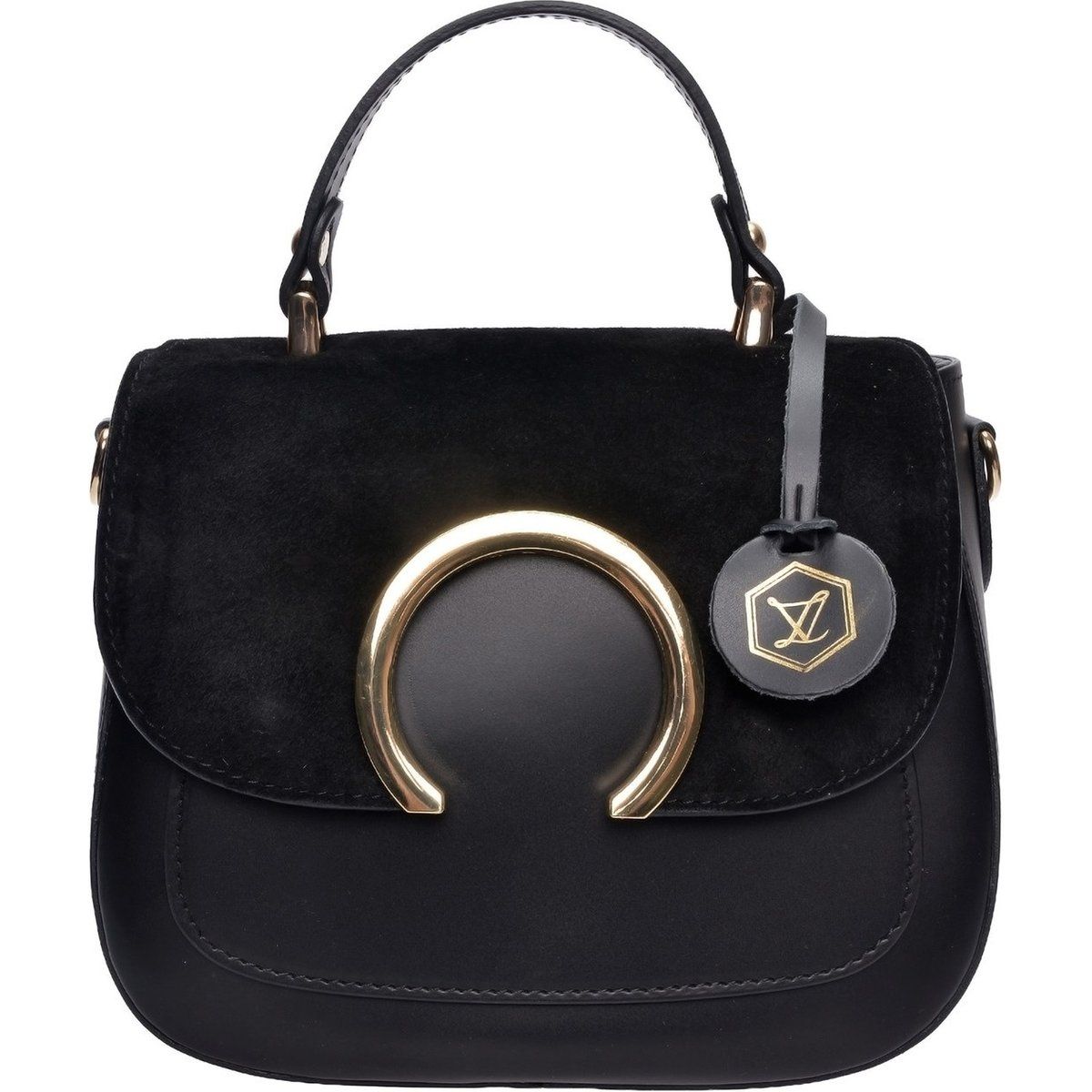 Elegante Leder-Satteltasche mit Goldring