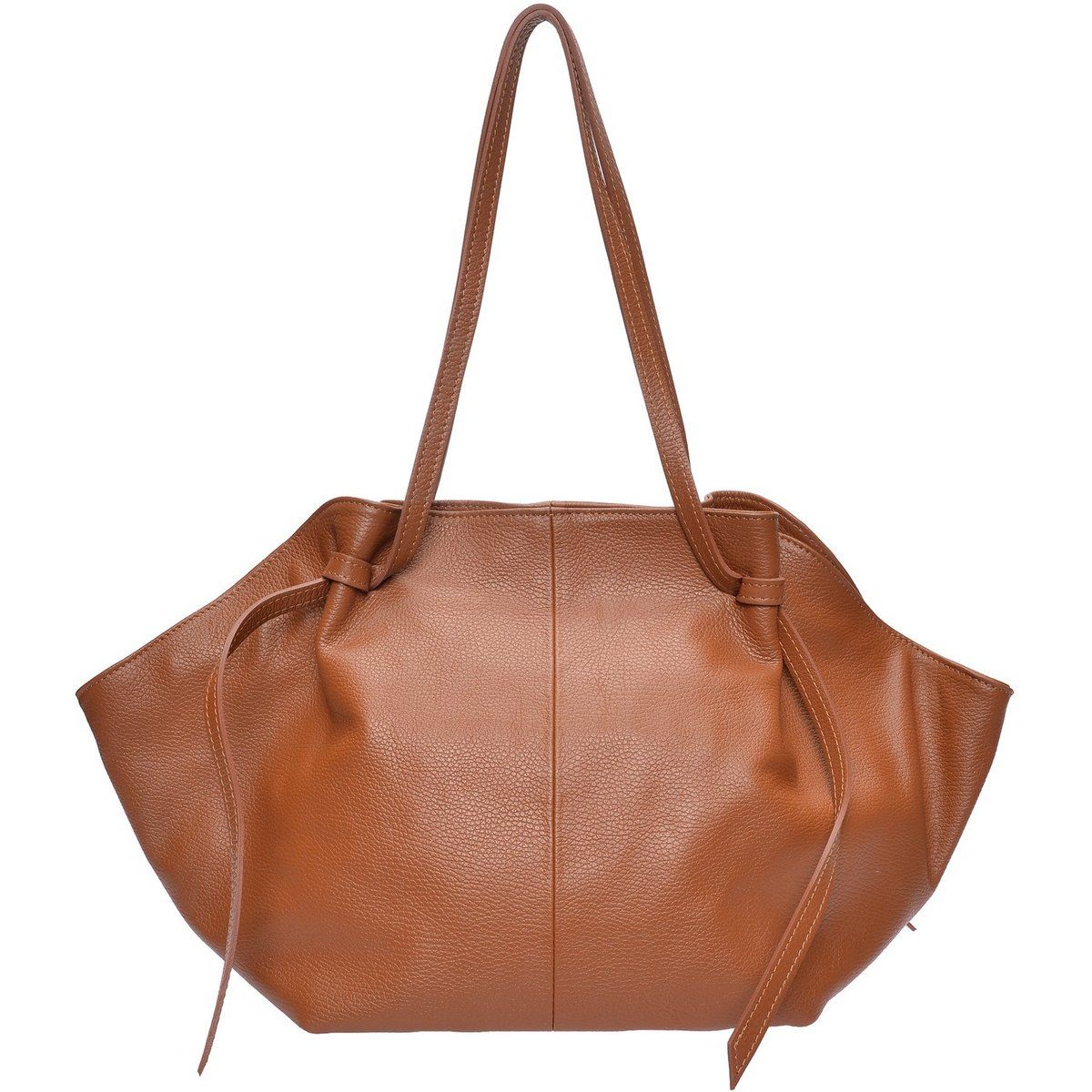 Gekörnte Lederschultertasche mit Knotendetails
