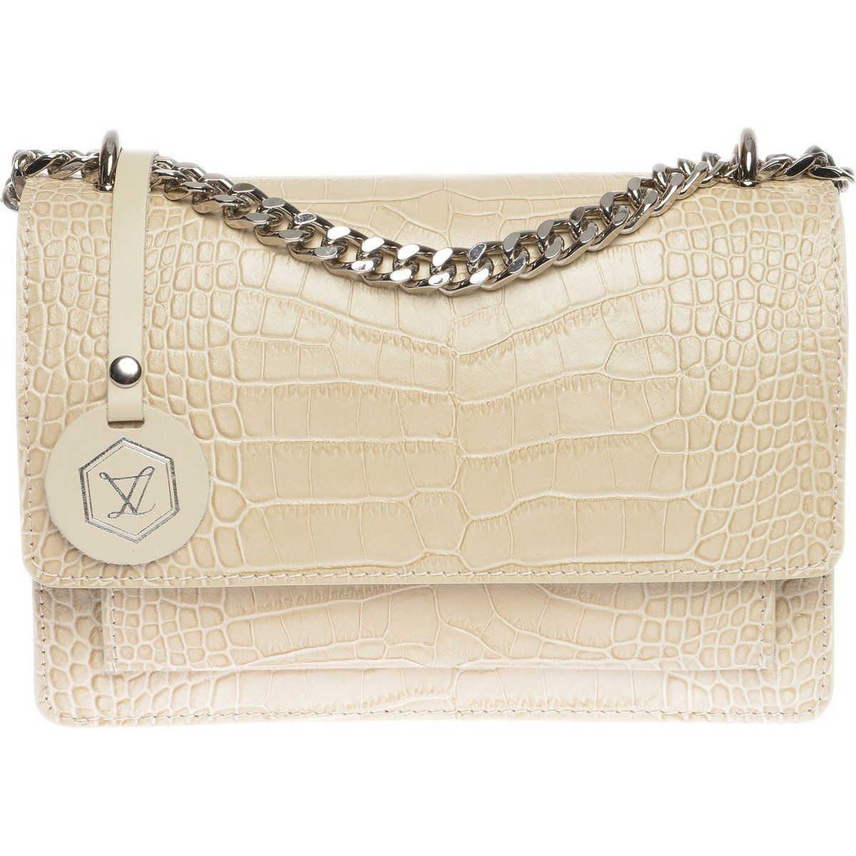 Elegante Schultertasche mit Krokoprägung