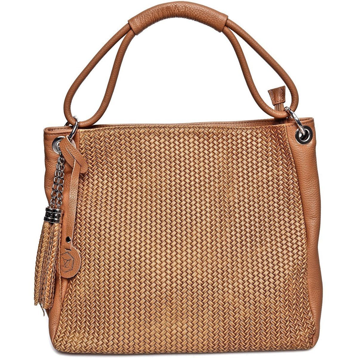 Geflochtene Hobo-Tasche mit Quaste