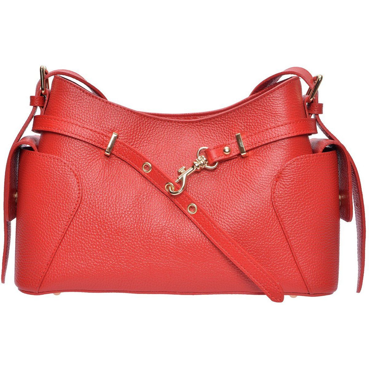 Schultertasche aus genarbtem Leder