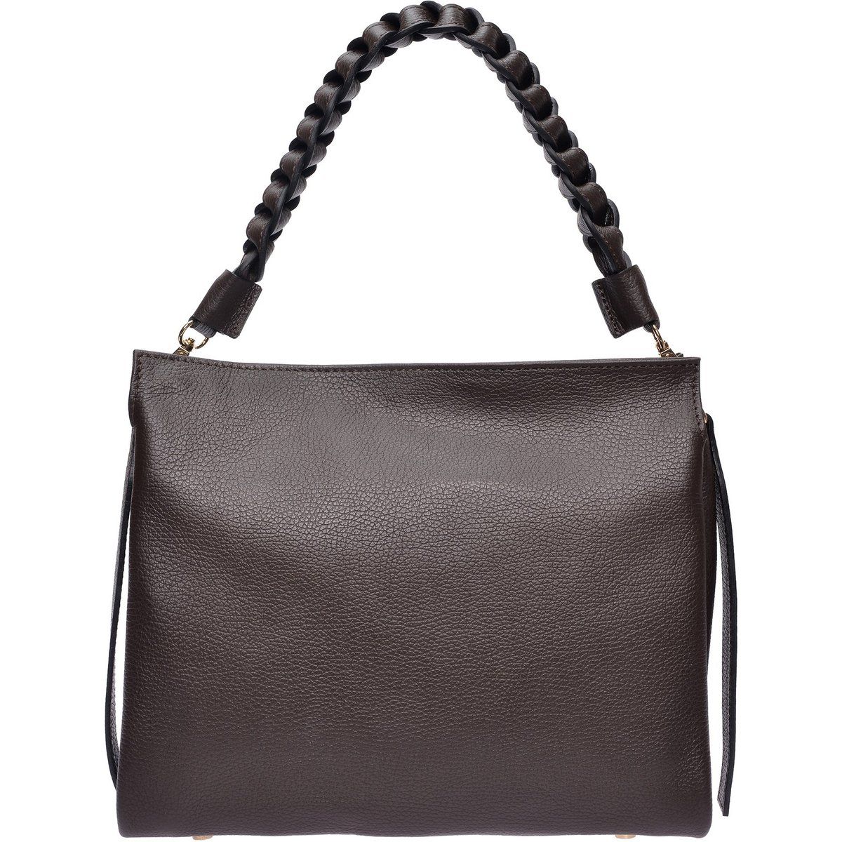 Lederhandtasche mit geflochtenem Henkel