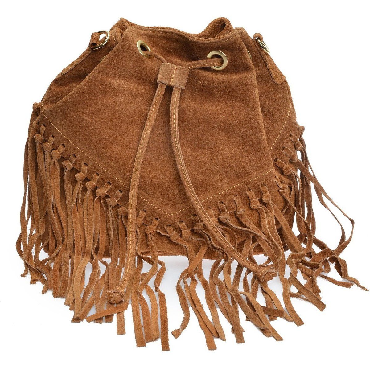 Beuteltasche aus Wildleder mit Fransen