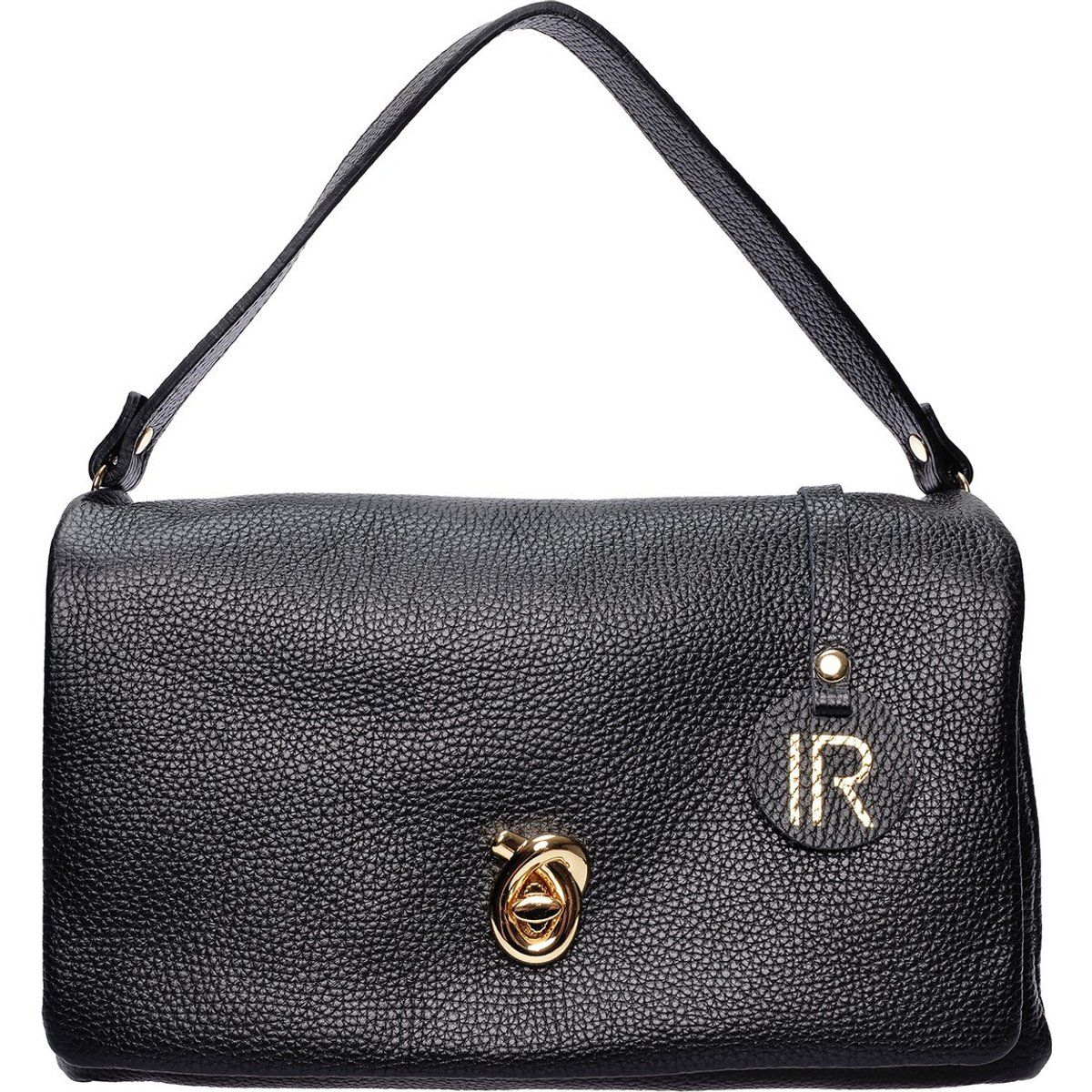 Elegante Überschlagtasche aus genarbtem Leder