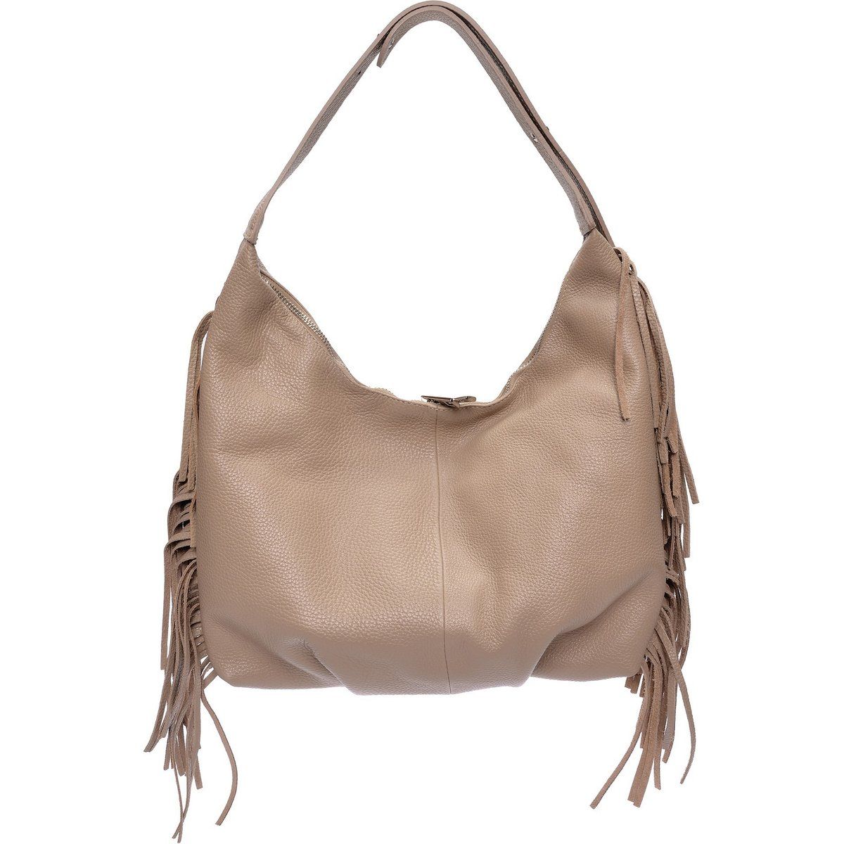 Hobo-Tasche aus Leder mit Fransen