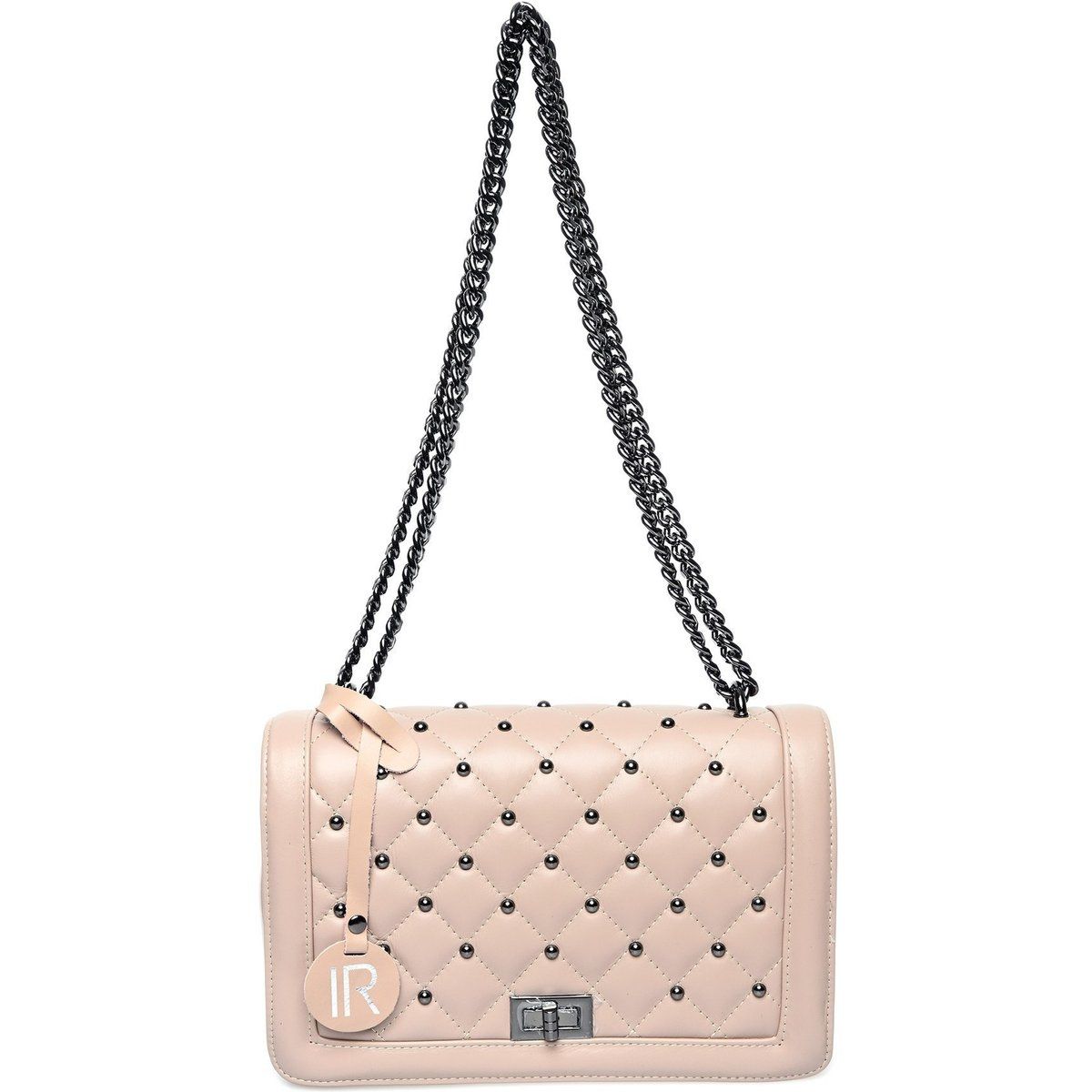 Gesteppte Leder-Flap-Tasche mit Nieten