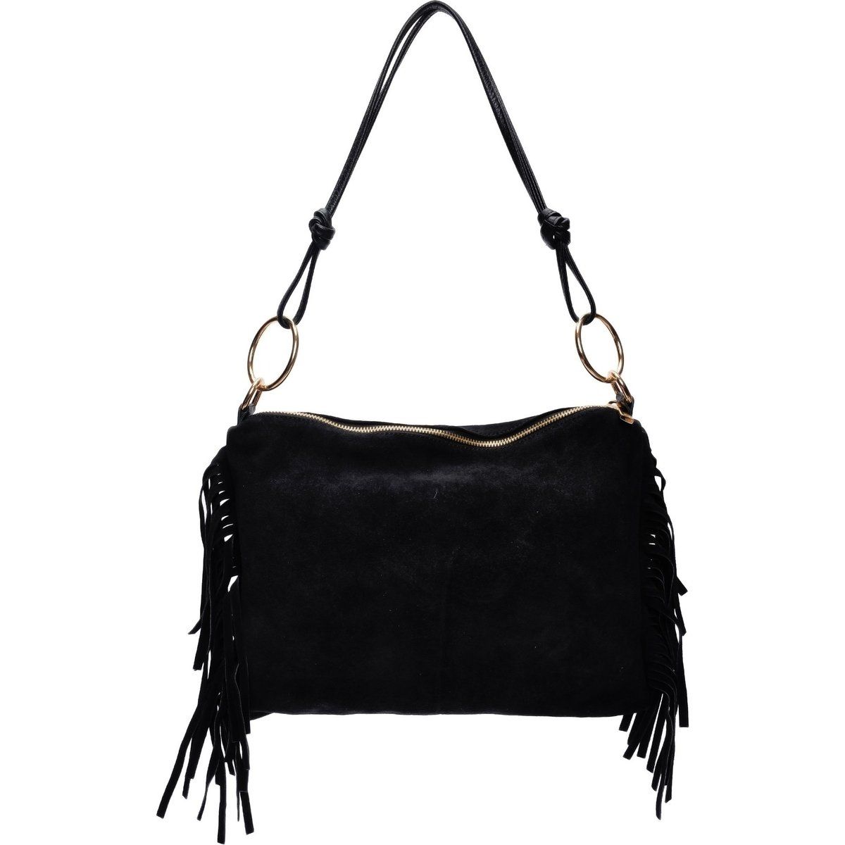 Schultertasche aus Wildleder mit Fransen