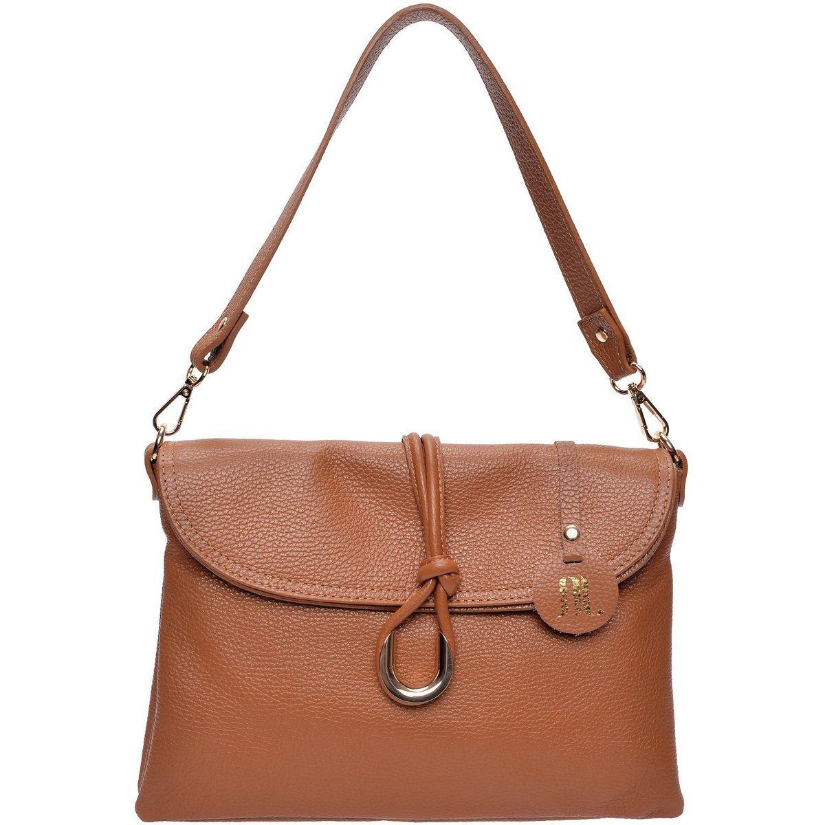 Schultertasche aus genarbtem Leder mit Knoten