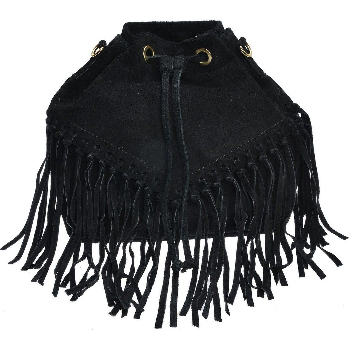 Fransen-Beuteltasche aus Wildleder