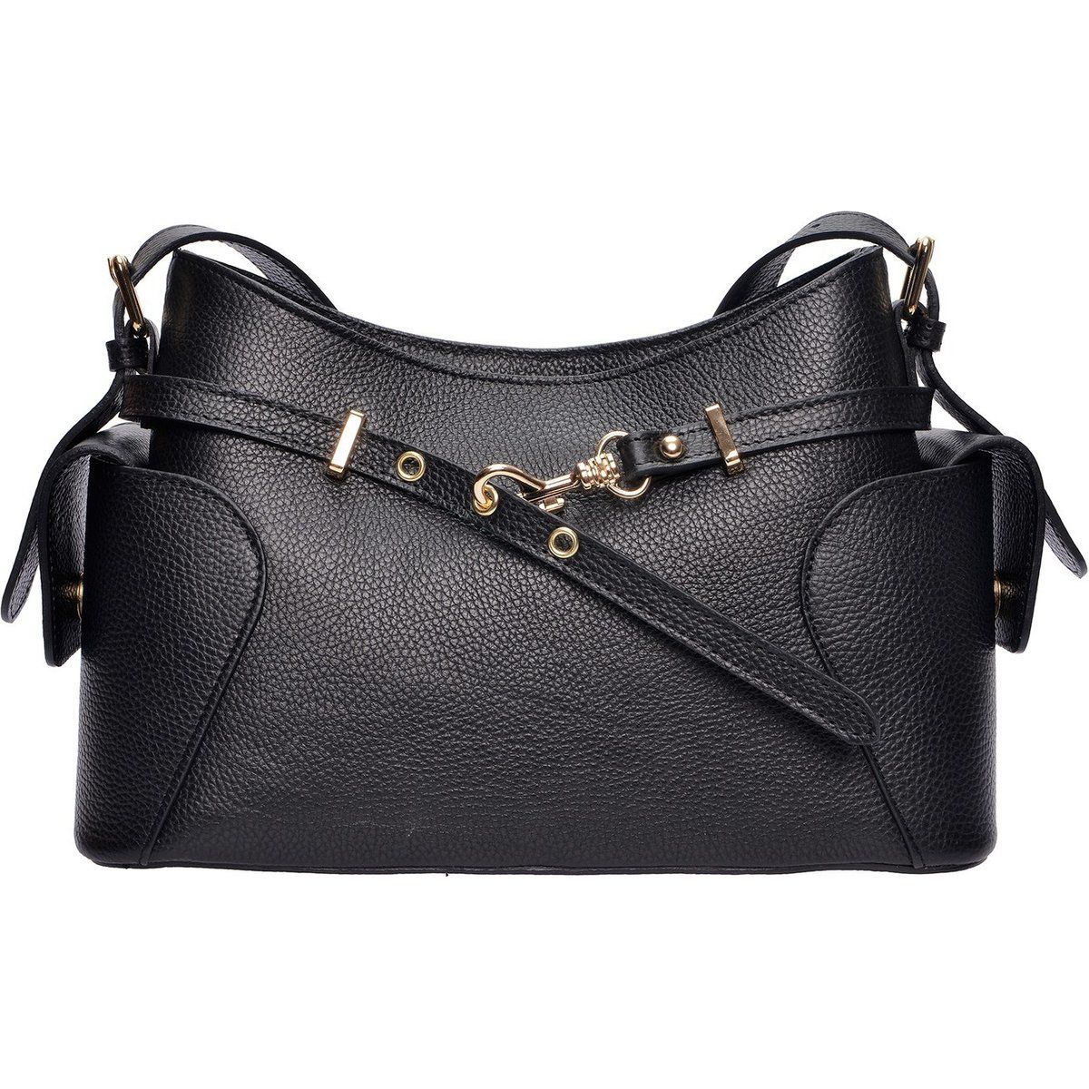 Schultertasche aus genarbtem Leder