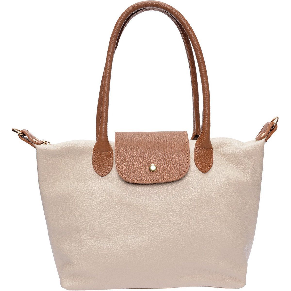 Shopper aus genarbtem Leder mit Kontrast-Details