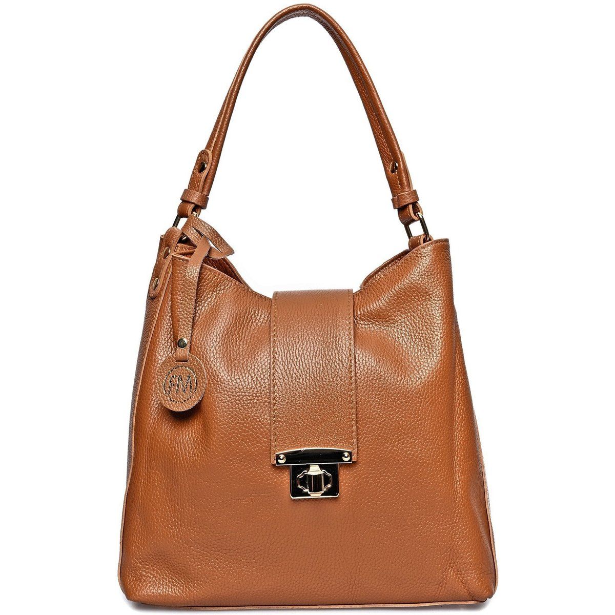 Hobo-Handtasche aus genarbtem Leder