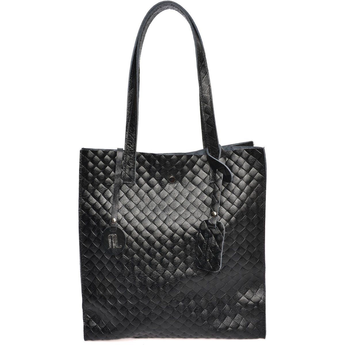 Elegante geflochtene Leder-Shopper-Tasche