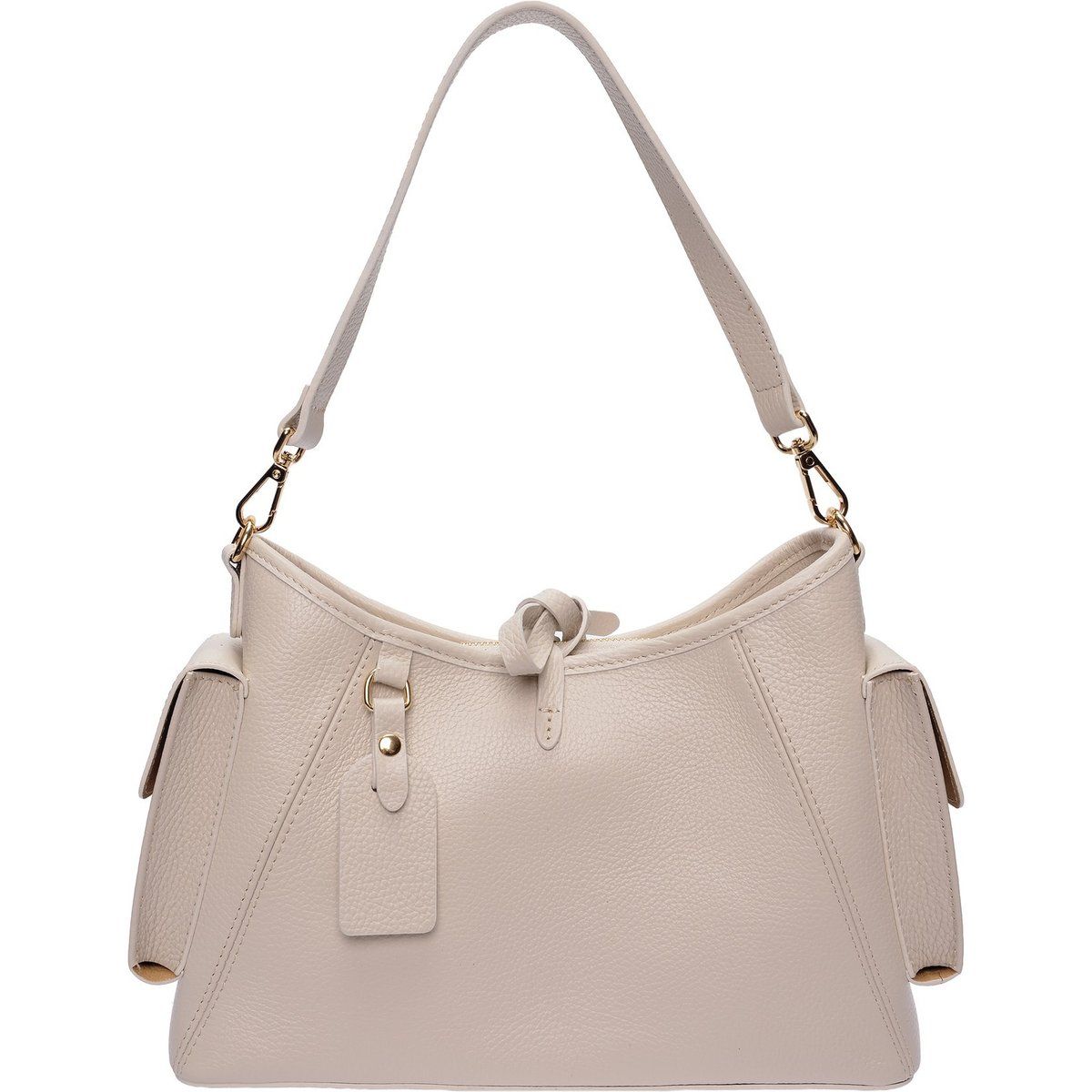 Strukturierte Ledertasche mit Seitentaschen