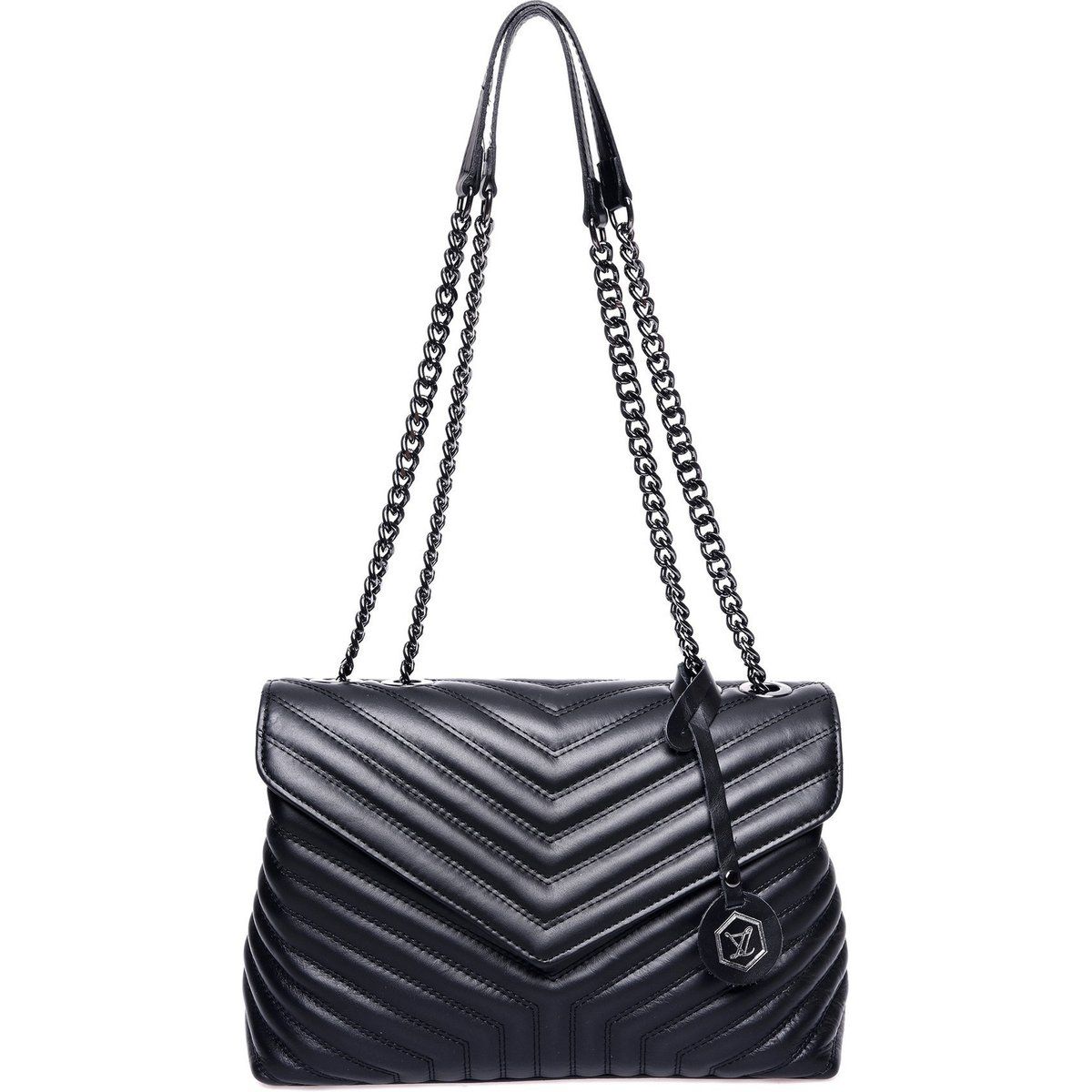 Elegante gesteppte Schultertasche aus Leder