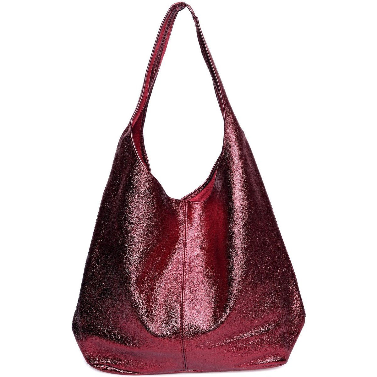 Knautschige Hobo-Tasche aus Metallic-Leder