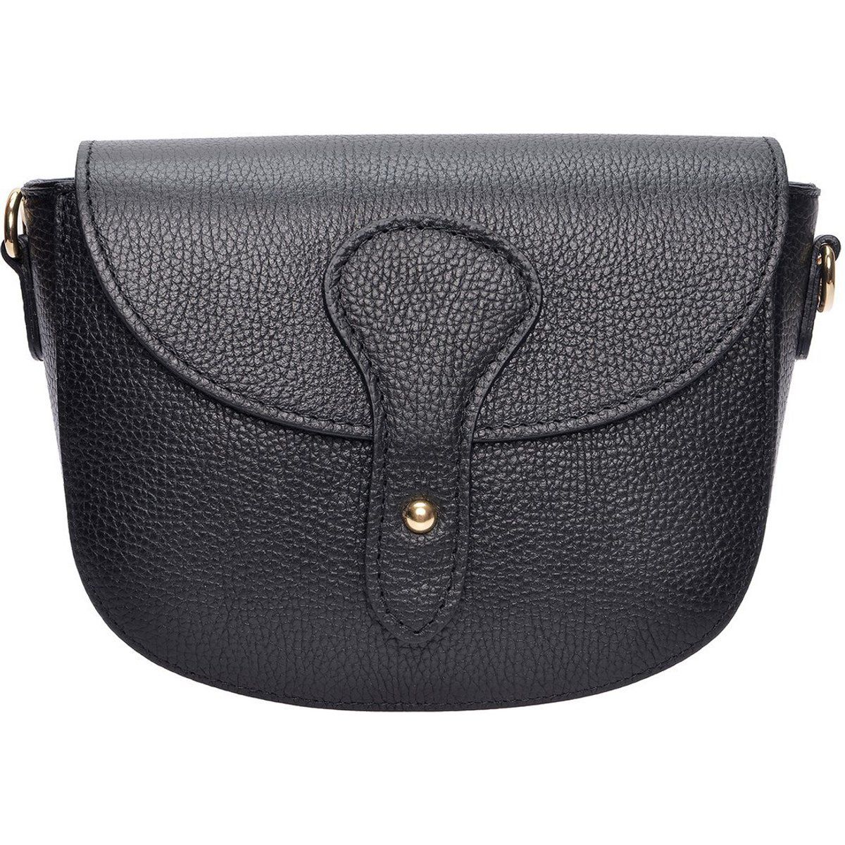 Schultertasche aus genarbtem Leder in Halbmondform