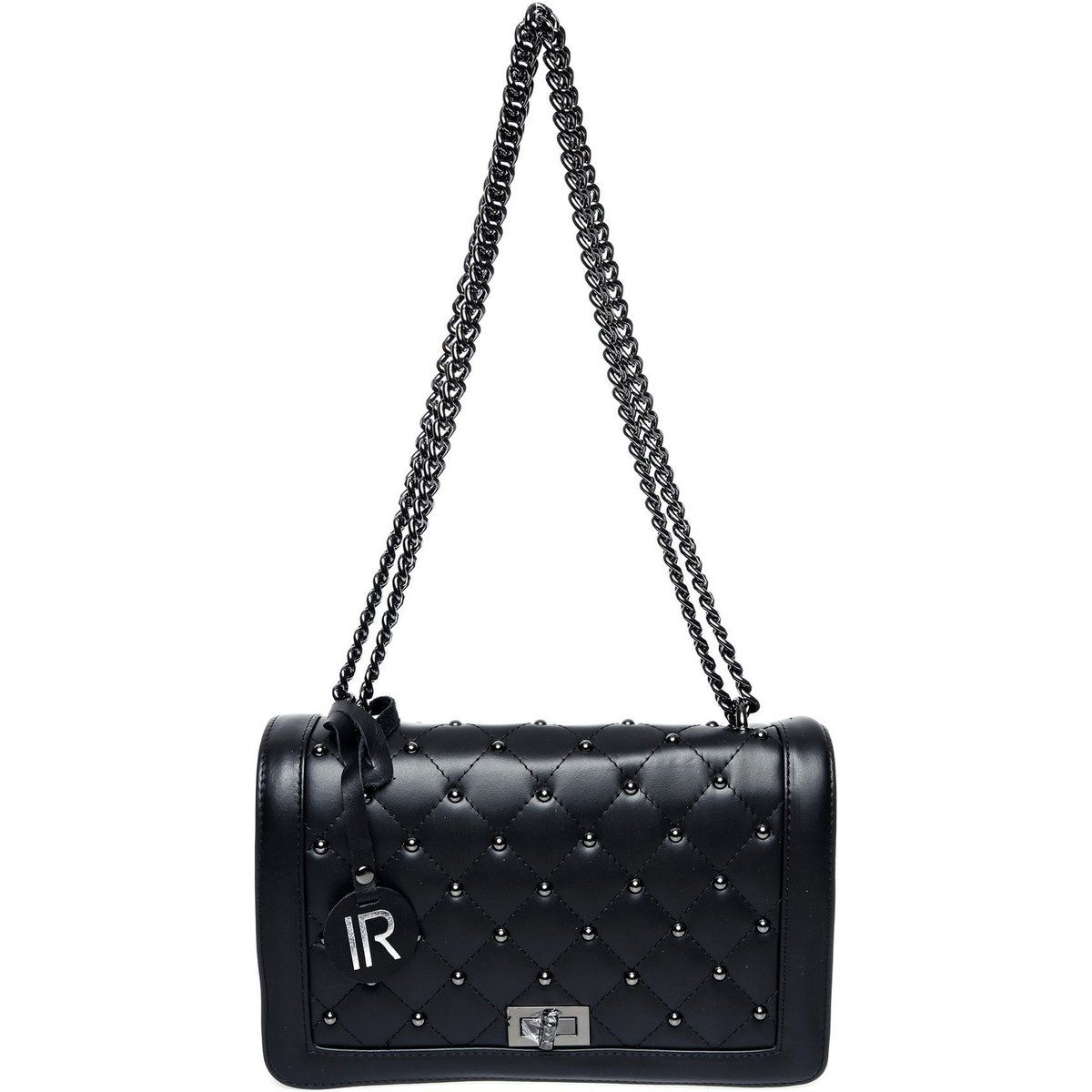 Gesteppte Leder-Schultertasche mit Nieten