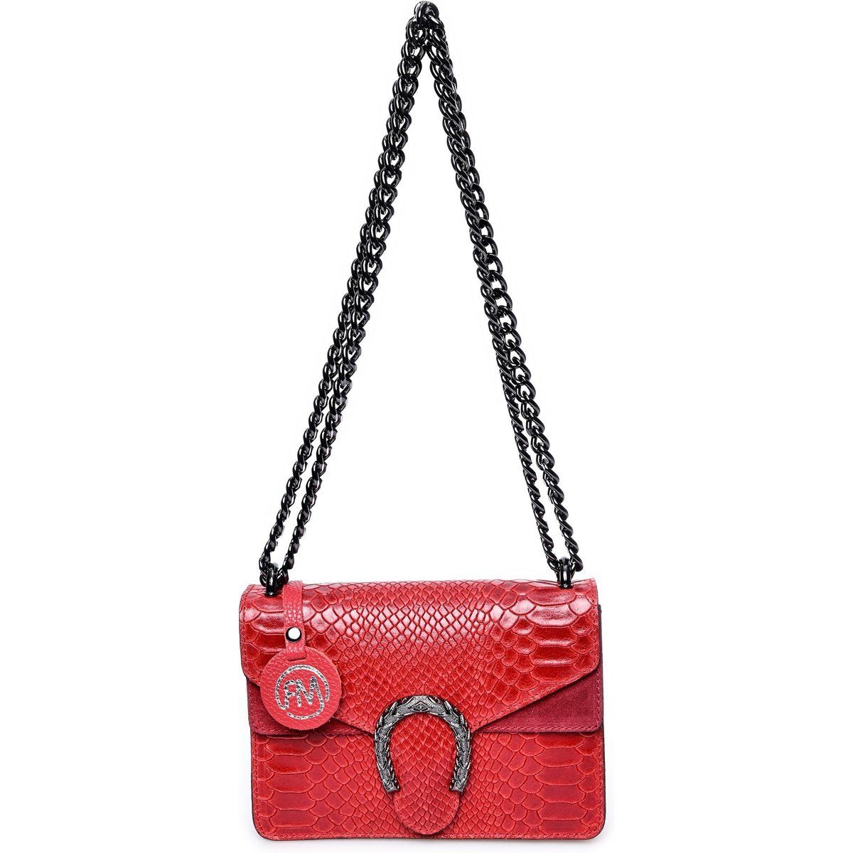 Schultertasche mit Schlangenprägung