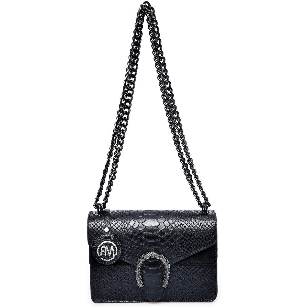 Schultertasche mit Schlangenprägung