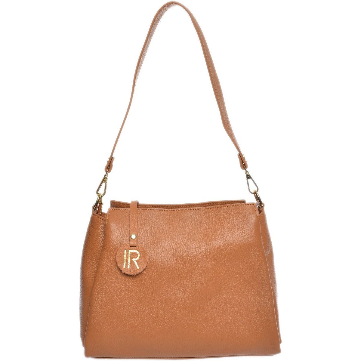 Hobo-Schultertasche aus genarbtem Leder