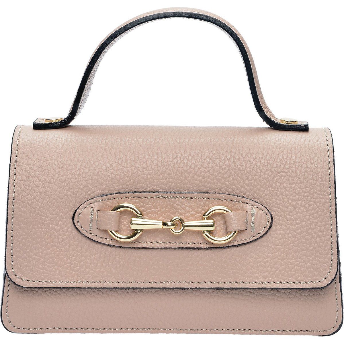 Kleine Lederhandtasche mit Gebiss-Detail