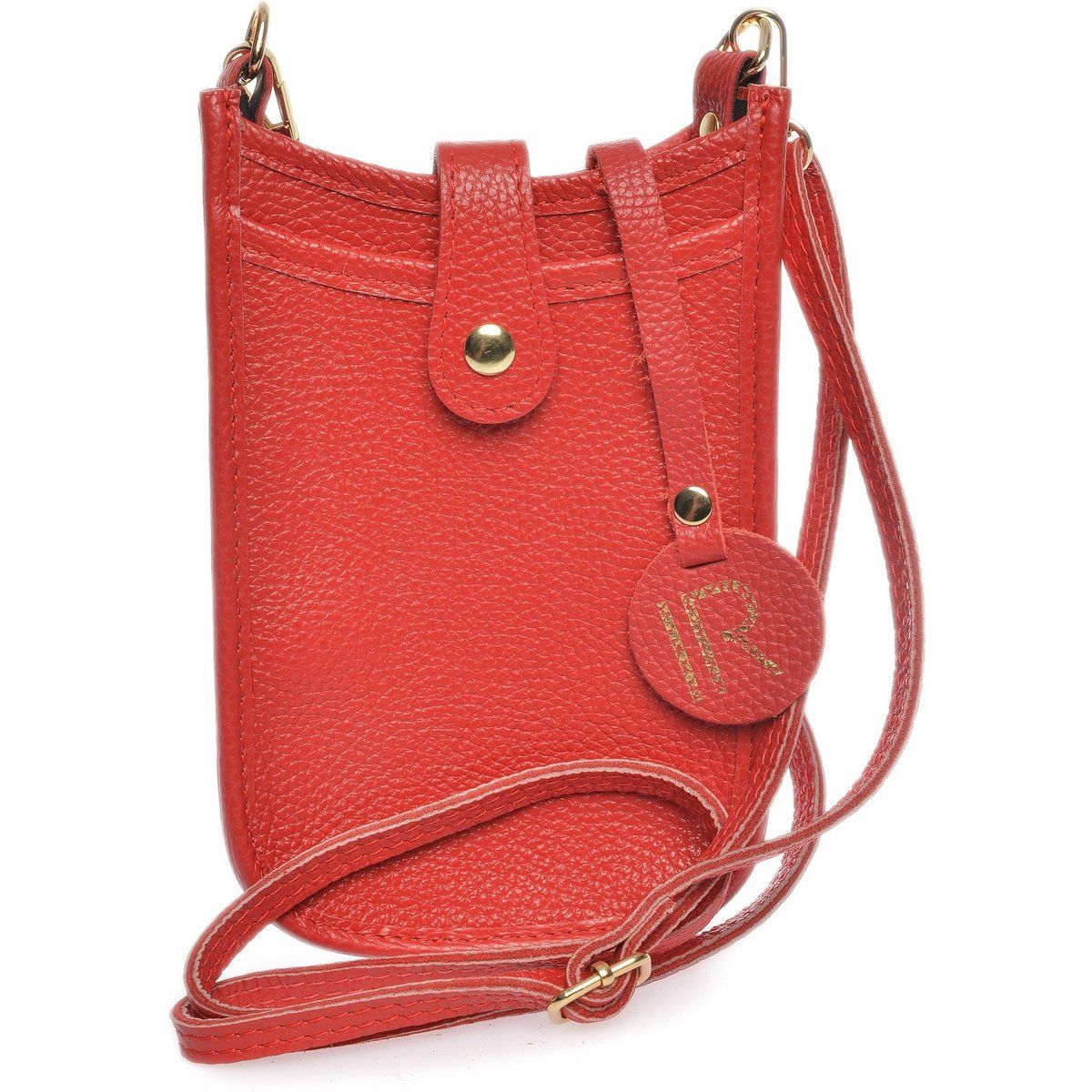 Crossbody-Handytasche aus genarbtem Leder