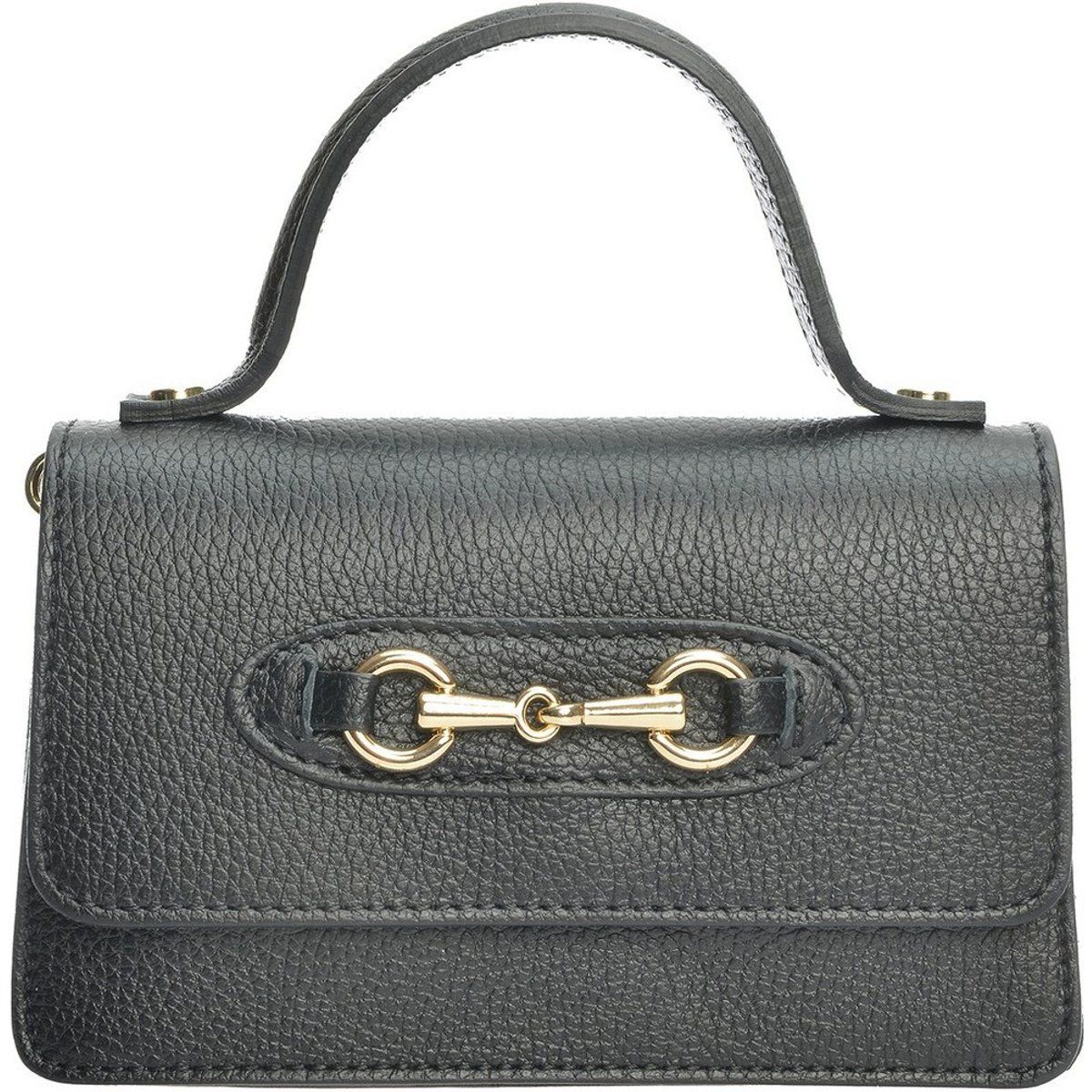 Strukturierte Ledertasche mit Trensen-Detail