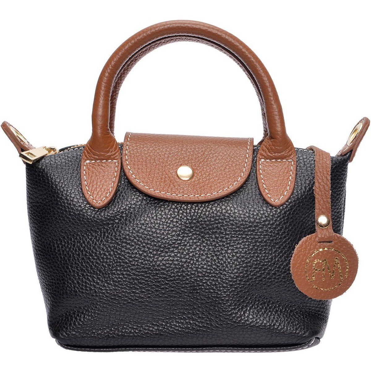 Kleine Henkeltasche aus genarbtem Leder