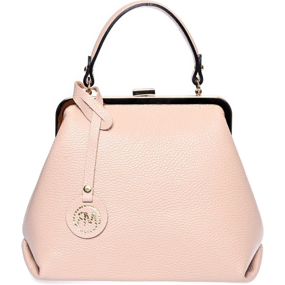 Elegante Rahmenhandtasche aus genarbtem Leder