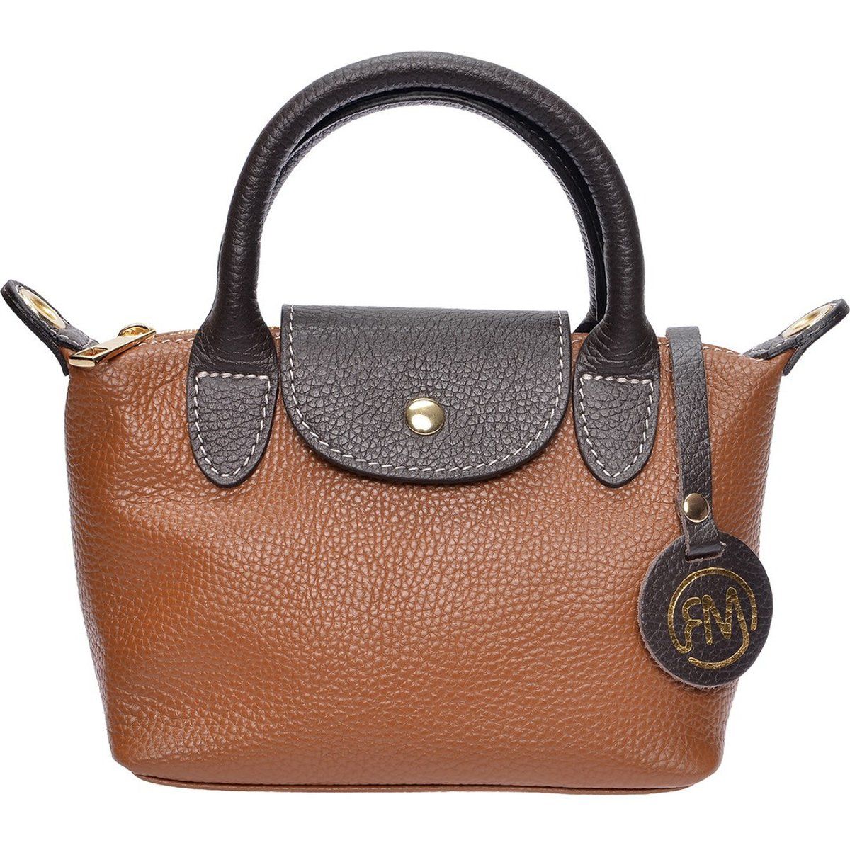 Strukturierte Mini-Tasche aus genarbtem Leder