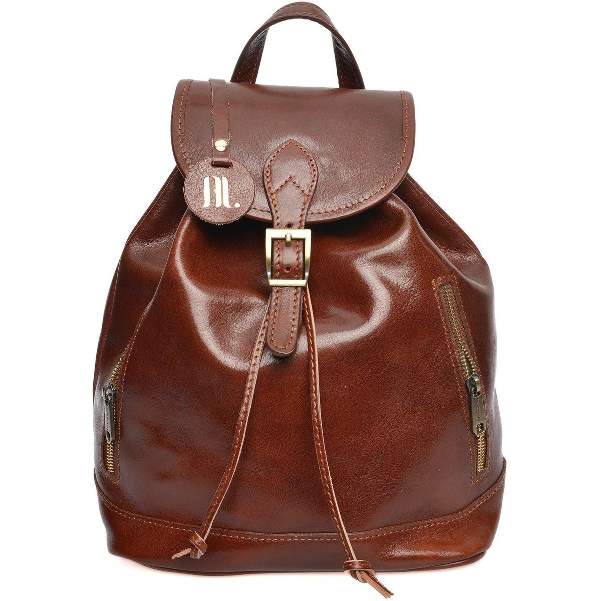Klassischer Lederrucksack mit Umschlag