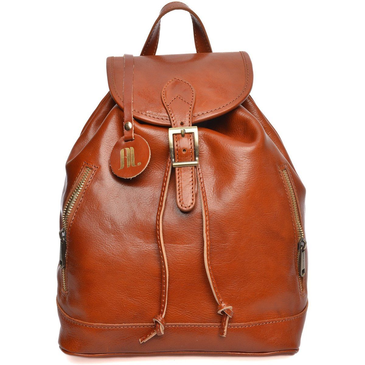 Klassischer Lederrucksack mit Klappe