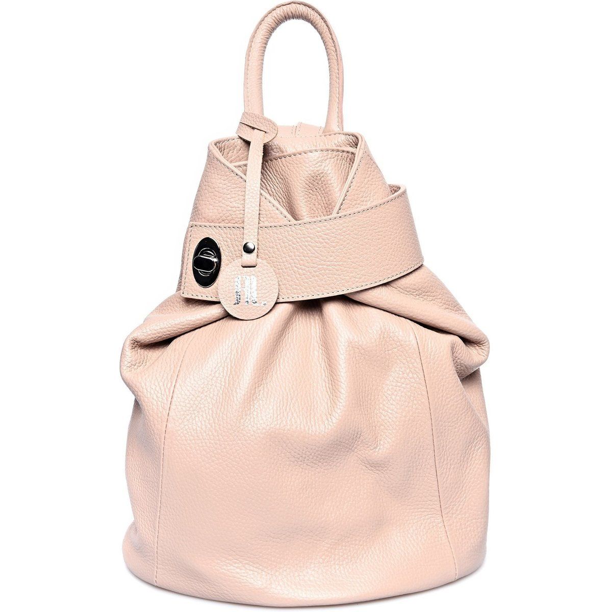 Rucksack aus genarbtem Leder mit Drehverschluss