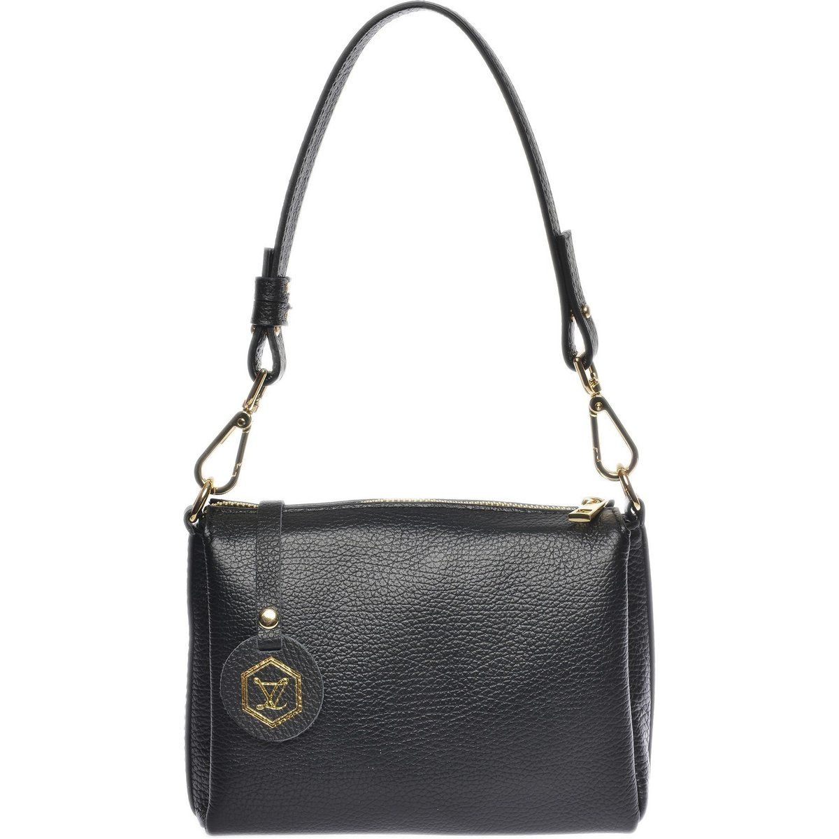 Kleine Schultertasche aus genarbtem Leder