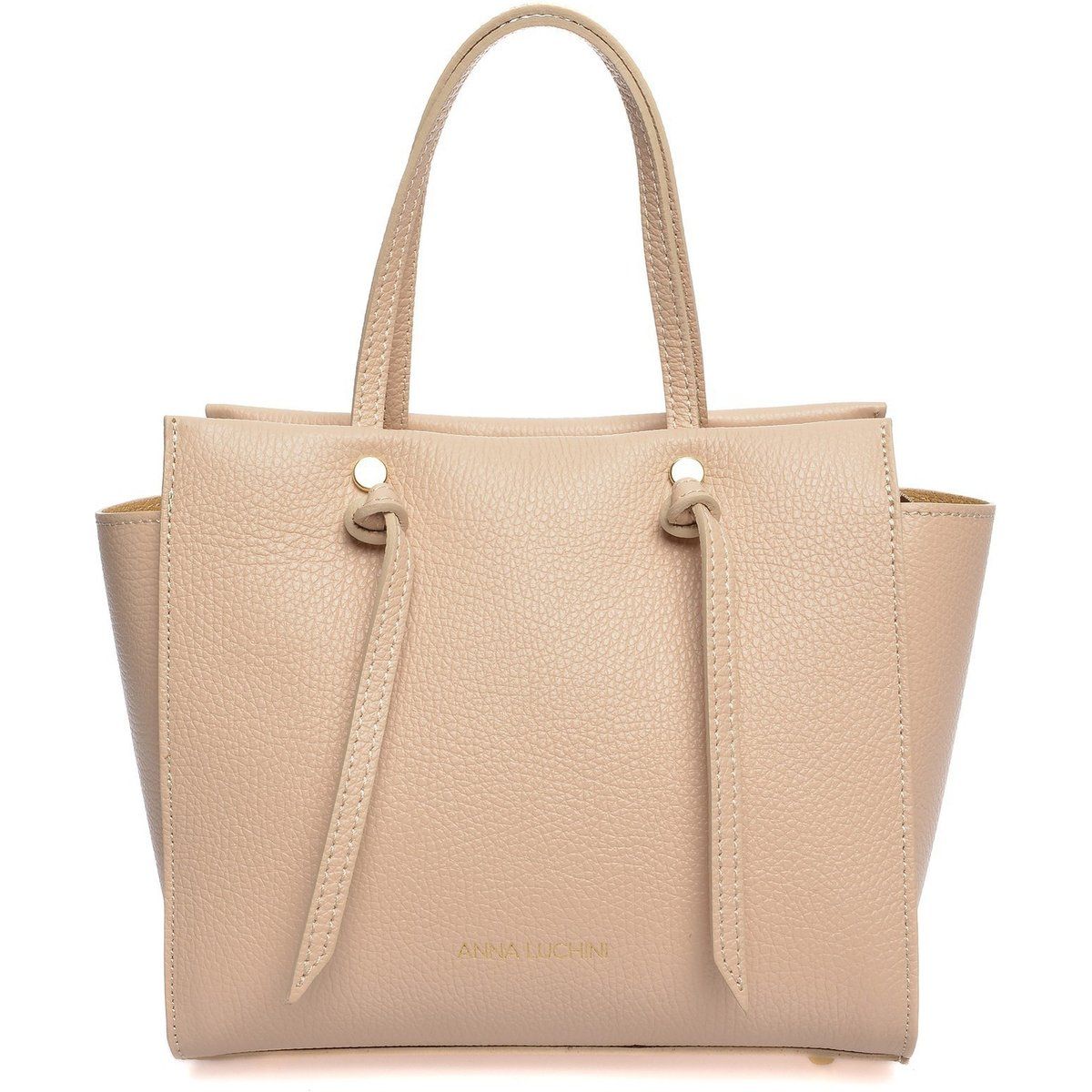 Tote-Bag aus genarbtem Leder mit Knotendetails