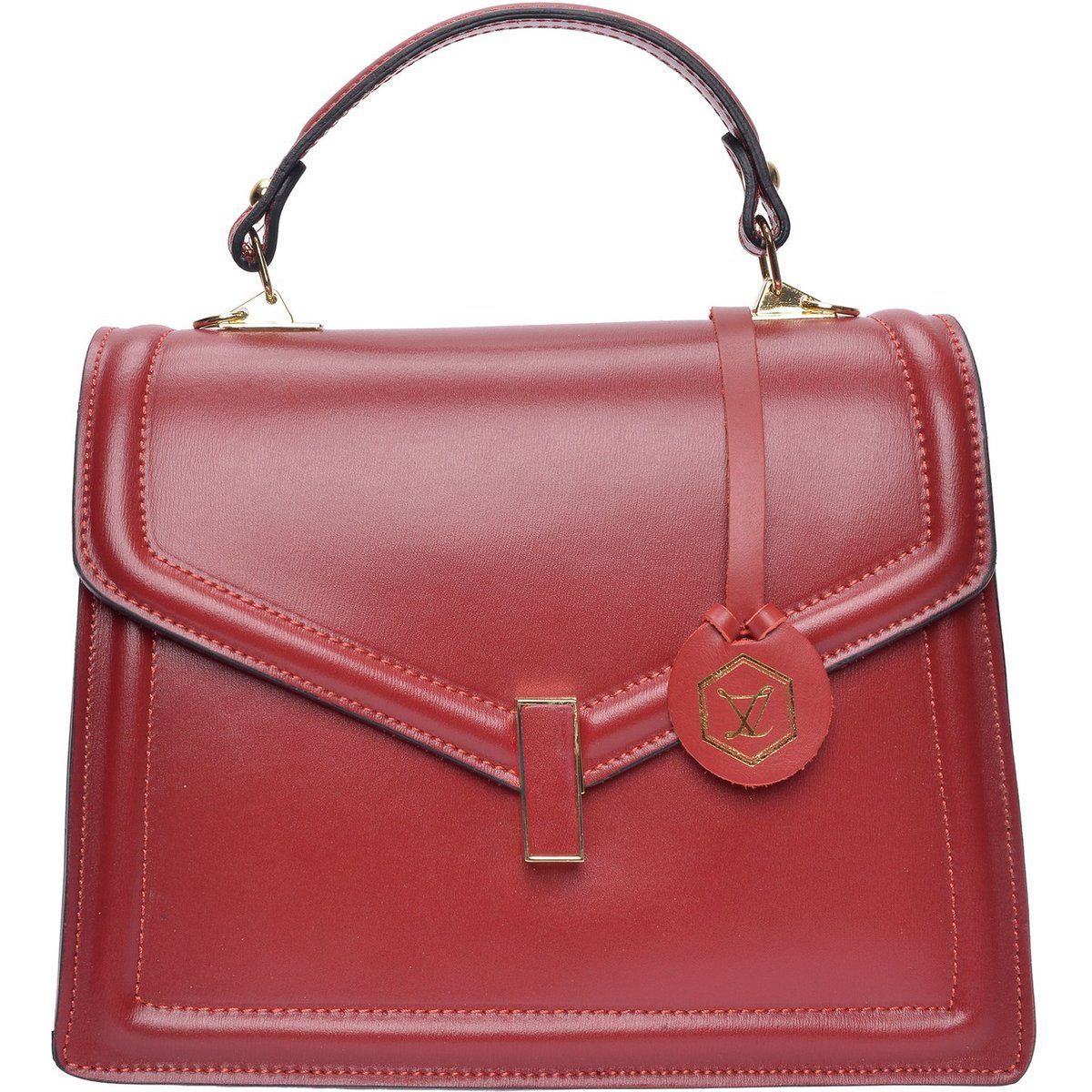 Elegante strukturierte Leder-Henkeltasche
