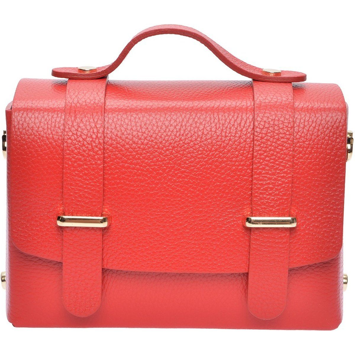 Strukturierte Leder-Henkeltasche mit Riemen