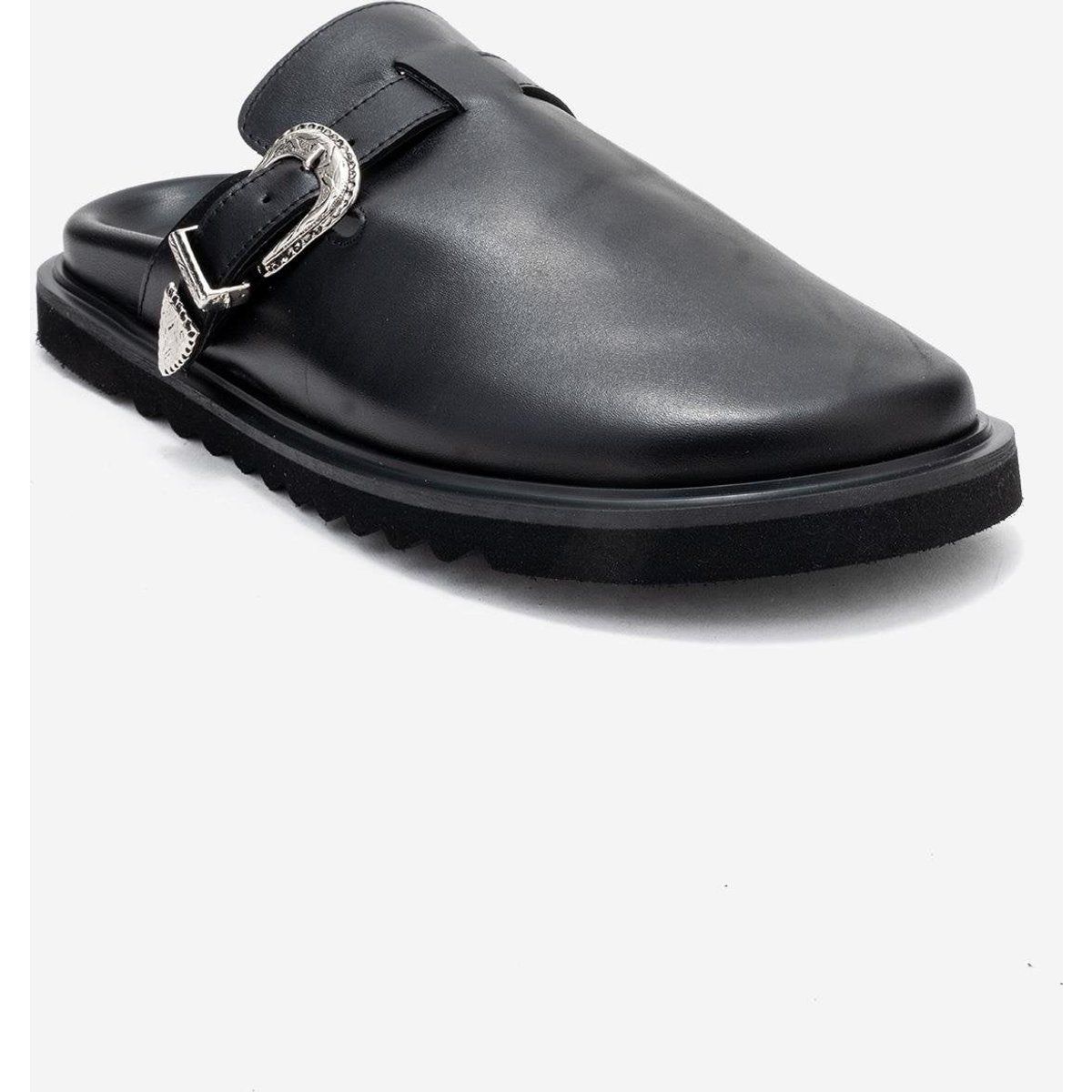 Minimalistischer Leder-Mule mit Western-Schnalle
