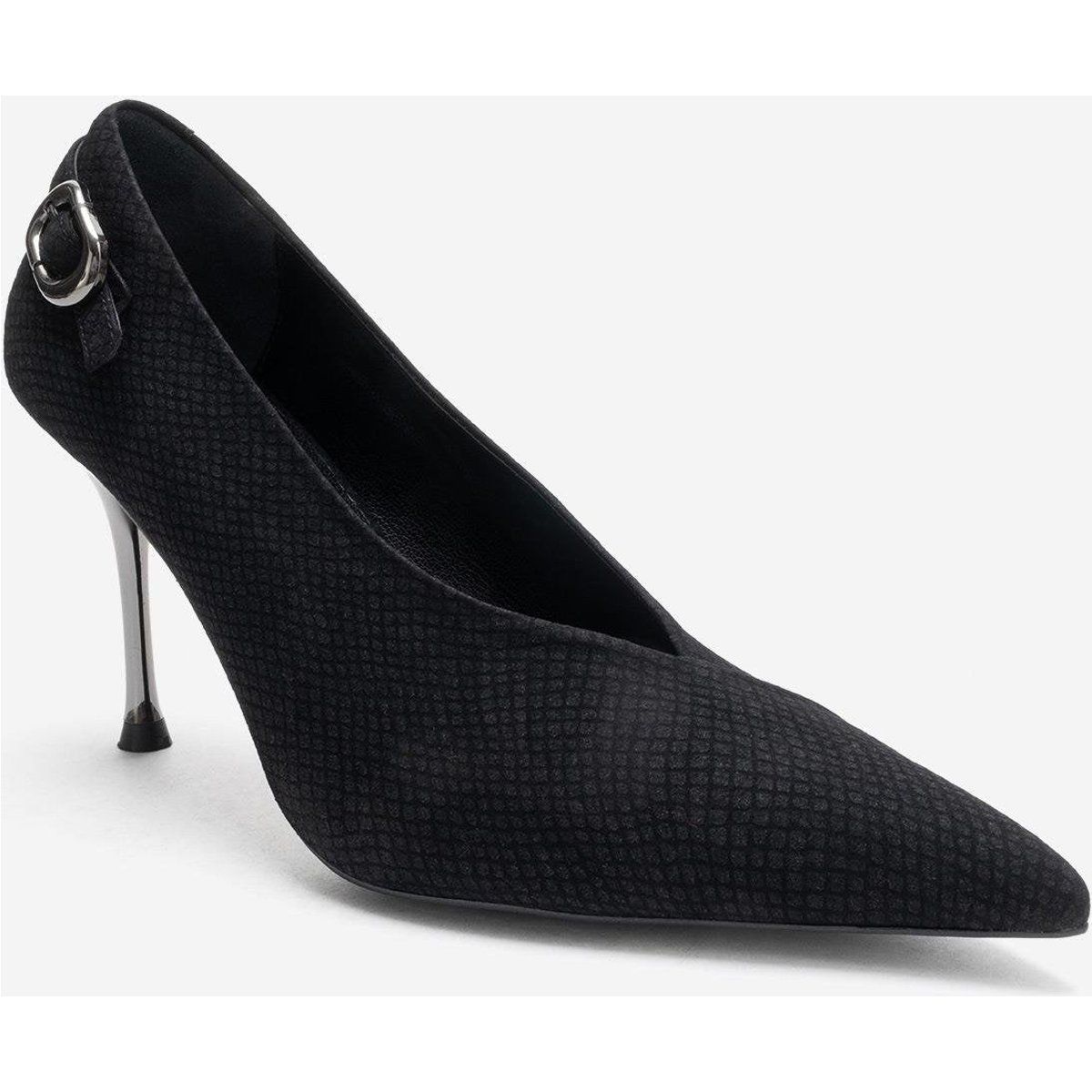 Spitze Stiletto-Pumps mit Schlangenmuster-Struktur