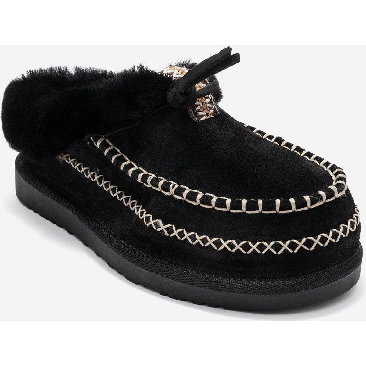 Wildleder Mokassin Hausschuhe mit Fell