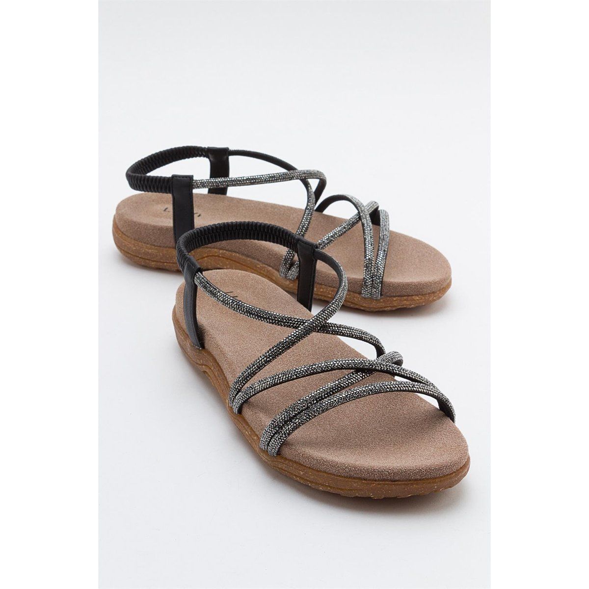 Verzierte Mehrriemen-Flachsandalen