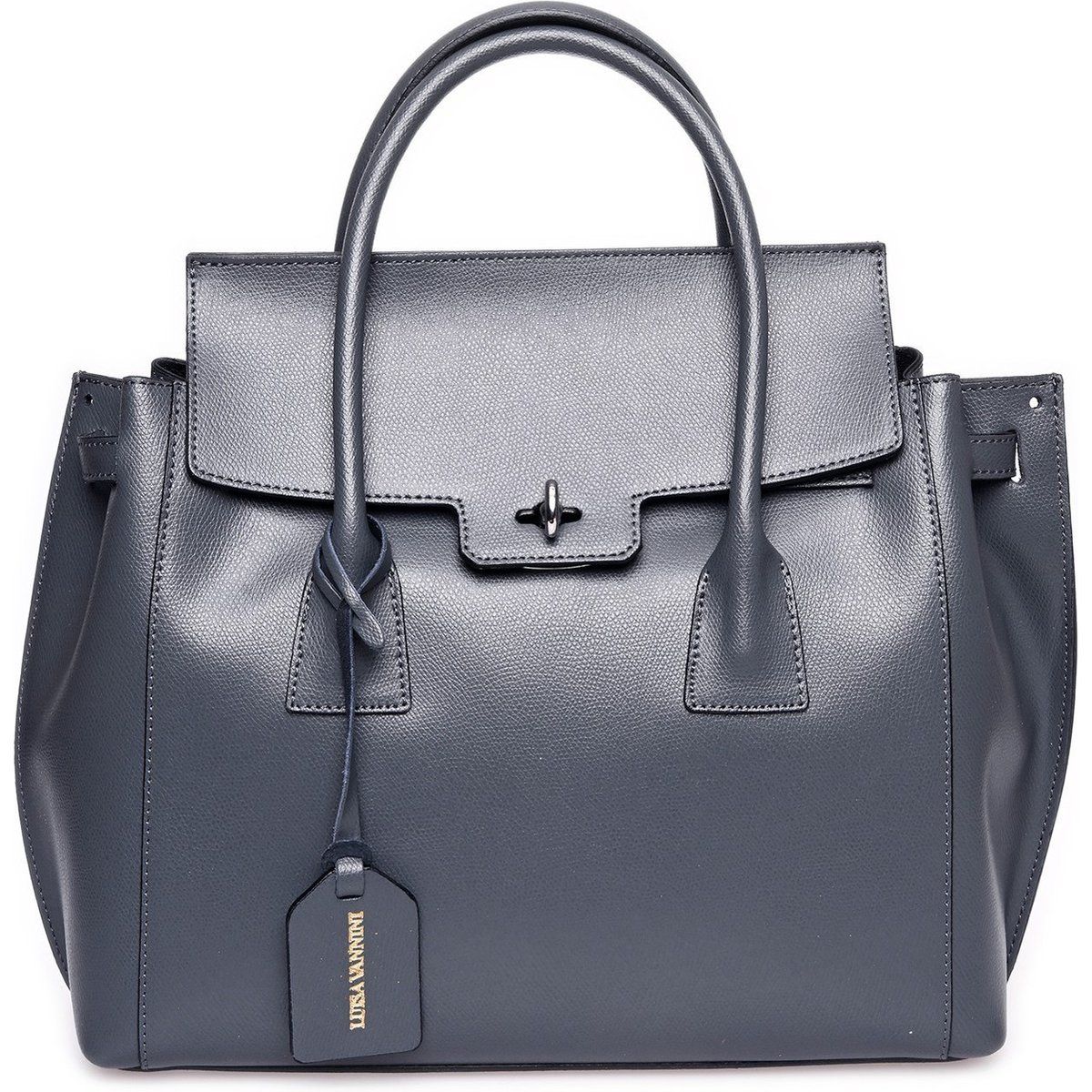 Strukturierte Lederhandtasche mit Griff