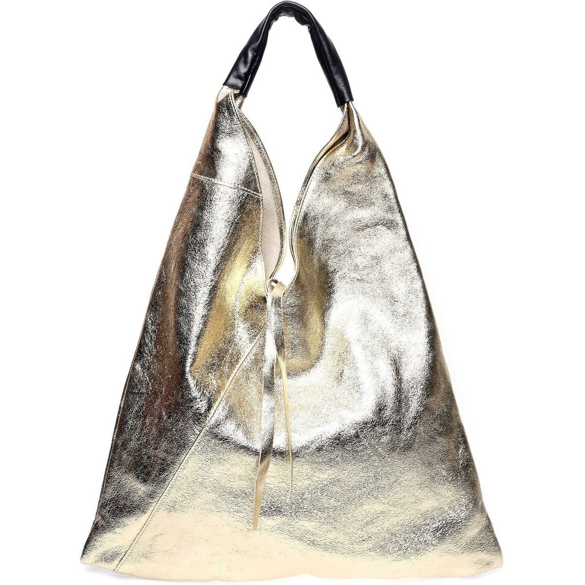 Shopper aus Leder mit Metallic-Finish